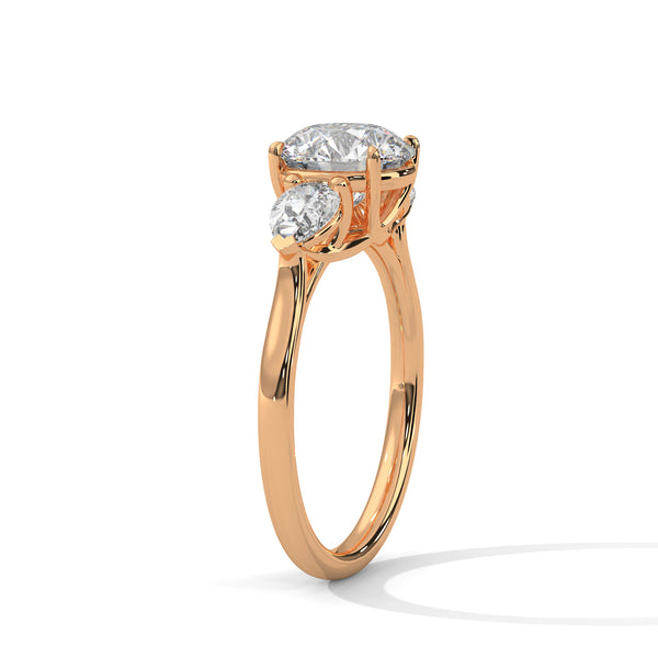 Pear Shaped Three-Stone Lab Grown Diamond Gold Ring