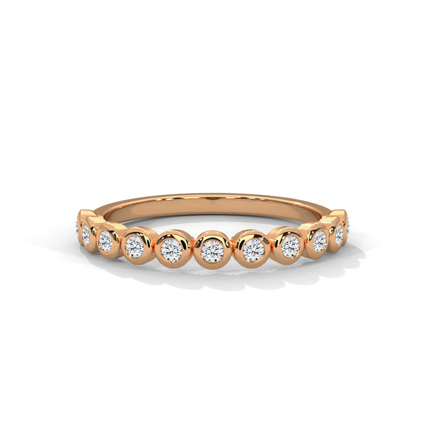 Radiant Circles: Lab Grown Diamond Bezel Set Gold Ring
