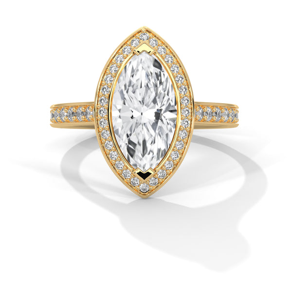 “A stunning marquise diamond ring with bezel halo and pavé sparkle—crafted for timeless elegance, modern luxury, and unforgettable love.”