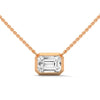 Emerald Cut Lab Grown Diamond Bezel Set Gold Pendant Chain