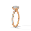“Rose-gold round diamond solitaire—brilliantsparkle, pavé-band elegance, and timeless luxurycrafted for everlasting love and unforgettablemoments.”