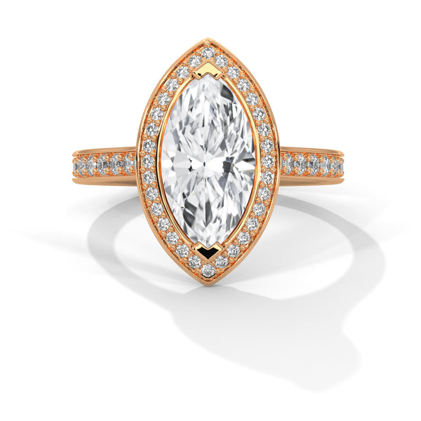 “A stunning marquise diamond ring with bezel halo and pavé sparkle—crafted for timeless elegance, modern luxury, and unforgettable love.”