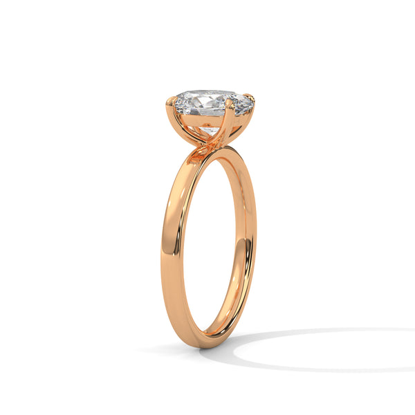 Elegant Oval Solitaire Lab Grown Diamond Gold Ring