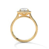 “Oval diamond halo ring in yellow gold—brilliantsparkle, pavé band elegance, and timeless luxurycrafted for unforgettable love and lifetimebeauty.”