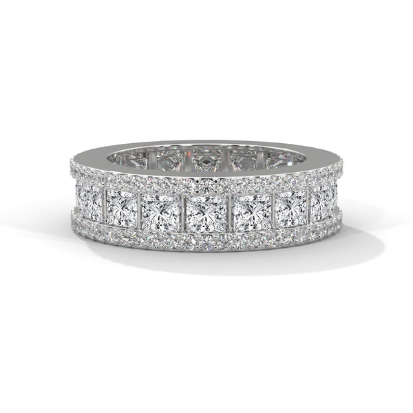 Majestic Princess-Cut Lab Grown Diamond Gold Eternity Band