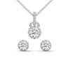 A mesmerizing rose gold jewelry set featuring dazzling round-cut diamonds framed in floral-inspired prongs, perfect for elevating any occasion with timeless sparkle.