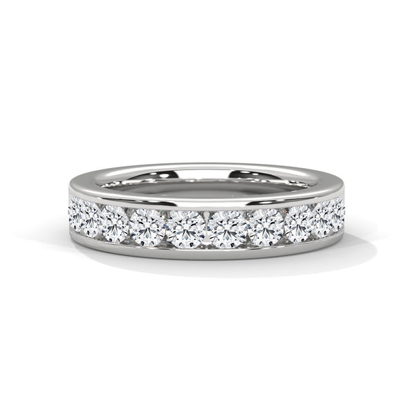 series of brilliant round-cut lab-grown diamonds gold band for wedding