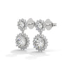 Twilight Bloom Double Halo Lab Grown Round Diamond Gold Drop Earrings