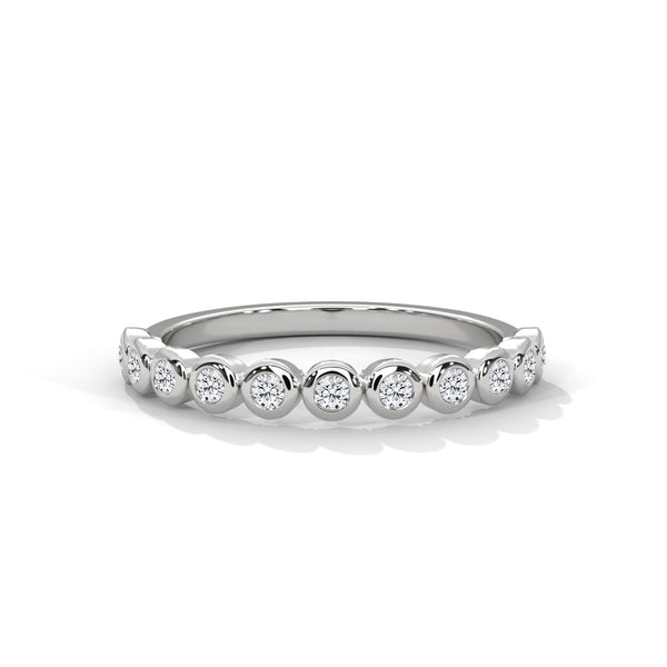 Radiant Circles: Lab Grown Diamond Bezel Set Gold Ring