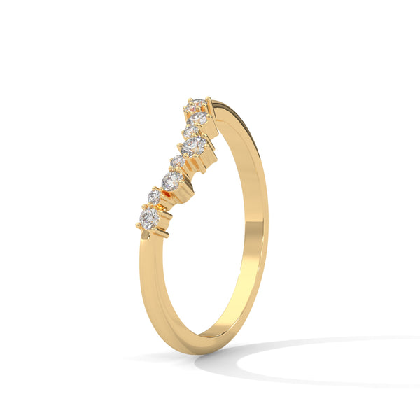 Graceful Curve Lab Grown Diamond Chevron Gold Ring