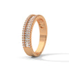 baguette-cut and round cut lab grown Diamond Double Halo Gold Band