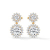 Twilight Bloom Double Halo Lab Grown Round Diamond Gold Drop Earrings