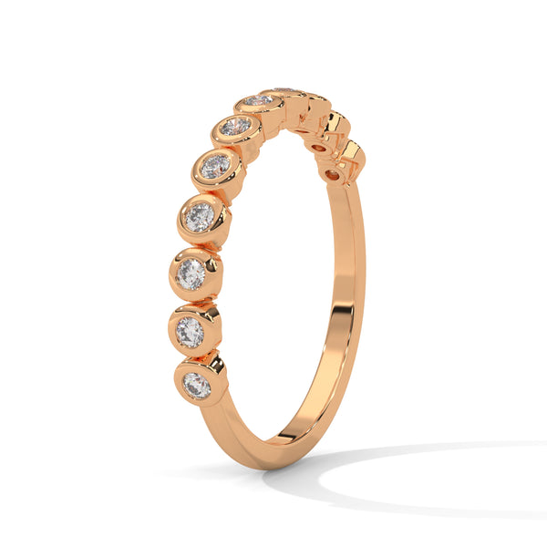 Radiant Circles: Lab Grown Diamond Bezel Set Gold Ring