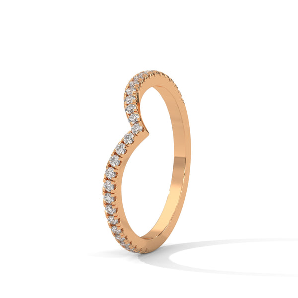 Radiant V-Shape with round cut Lab Grown Diamond Gold Band