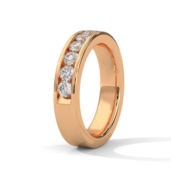 series of brilliant round-cut lab-grown diamonds gold band for wedding