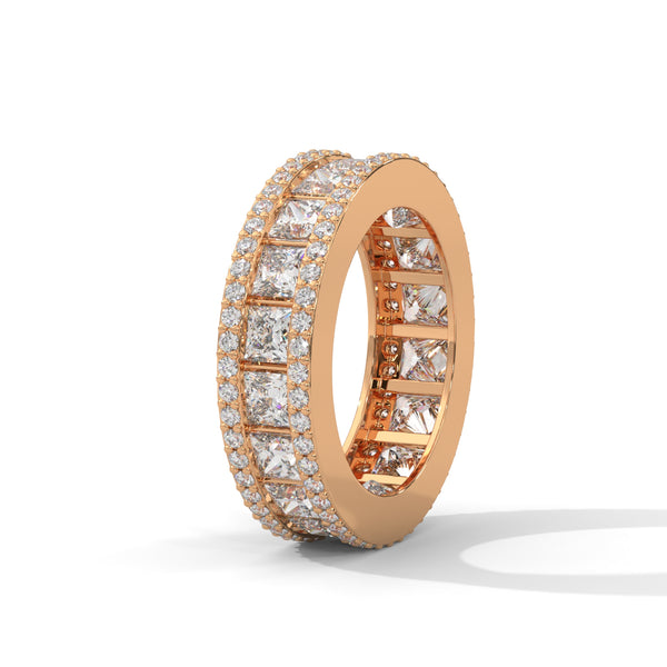 Majestic Princess-Cut Lab Grown Diamond Gold Eternity Band