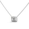 Emerald Cut Lab Grown Diamond Bezel Set Gold Pendant Chain