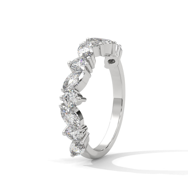 Radiant Harmony: Marquise & Round Lab Grown Diamond Gold Ring