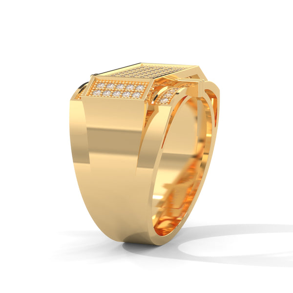 "Experience bold luxury with this statement diamond ring, expertly crafted in gold to deliver unmatched brilliance, sophistication, and modern masculine elegance."