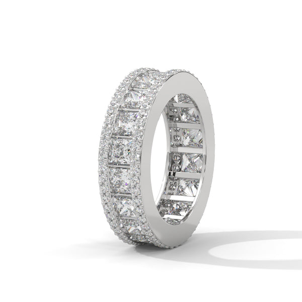 Majestic Princess-Cut Lab Grown Diamond Gold Eternity Band