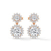 Twilight Bloom Double Halo Lab Grown Round Diamond Gold Drop Earrings
