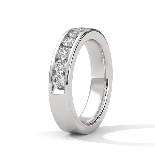 series of brilliant round-cut lab-grown diamonds gold band for wedding