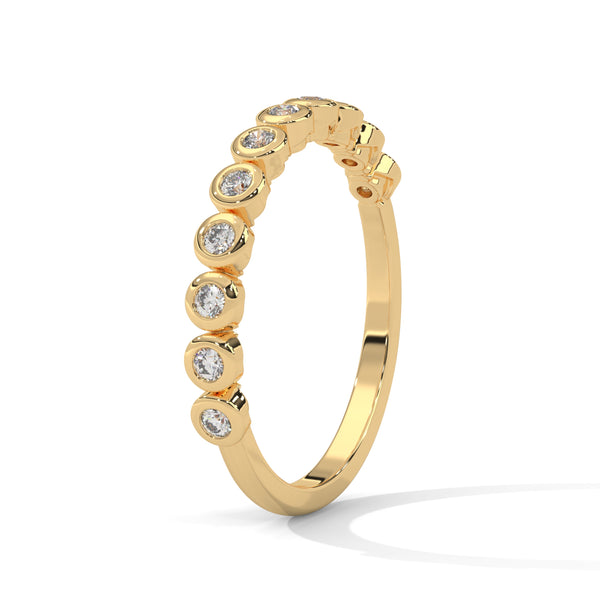 Radiant Circles: Lab Grown Diamond Bezel Set Gold Ring