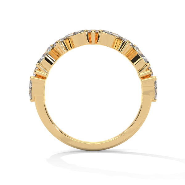 Half eternity wedding band with Marquise and Round cut lab grown Diamond for