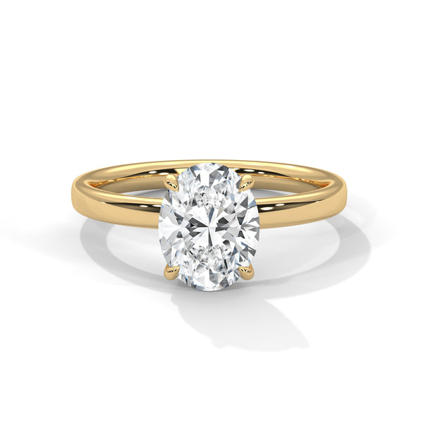Elegant Oval Solitaire Lab Grown Diamond Gold Ring