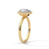 A graceful oval-cut lab-grown diamond encircled by a shimmering halo — effortless elegance with eye-catching brilliance
