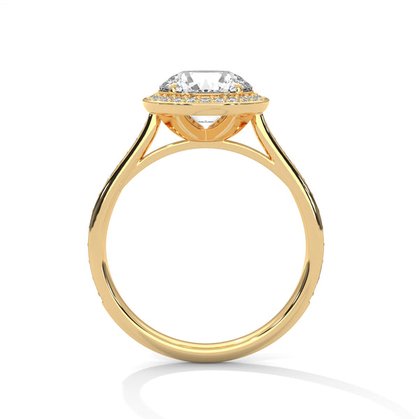 “Dazzling round halo engagement ring with pavédiamonds, premium white gold design, and brilliant sparkle—crafted for timeless luxury and unforgettable proposals.”