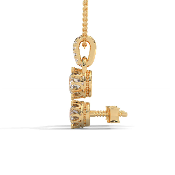 A mesmerizing rose gold jewelry set featuring dazzling round-cut diamonds framed in floral-inspired prongs, perfect for elevating any occasion with timeless sparkle.