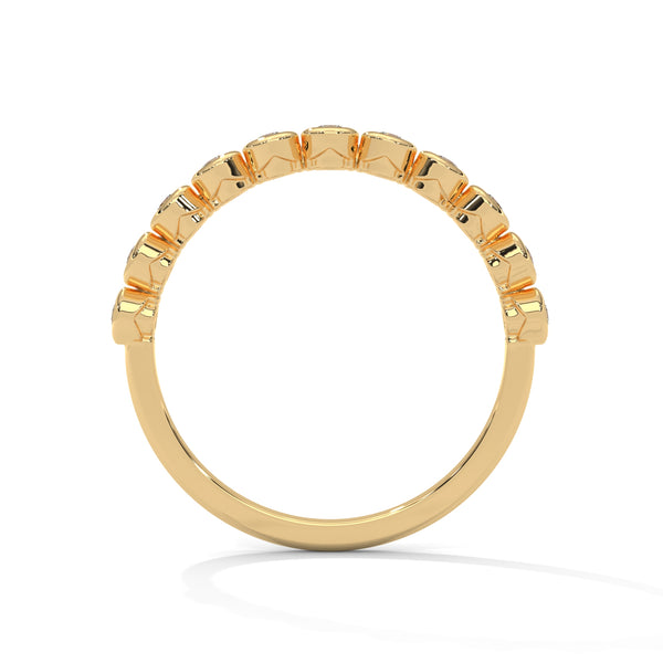 Radiant Circles: Lab Grown Diamond Bezel Set Gold Ring