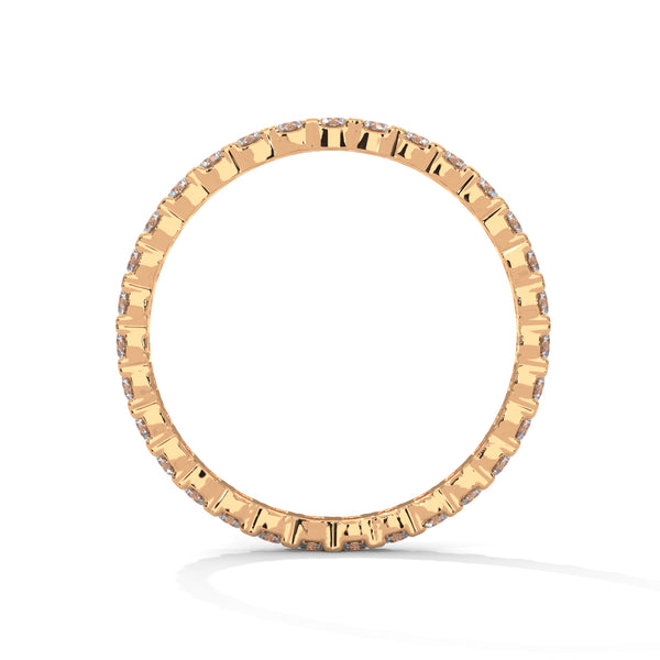 wedding gold ring with set diamond encircle the entire ring