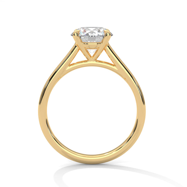 “Celeste Ring—round brilliant diamond sparkle, minimalist four-prong solitaire elegance, and timeless white-gold beauty crafted to symbolize pure love and lasting sophistication.”