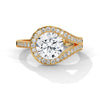 “Round-cut diamond split-halo ring in yellowgold—brilliant sparkle, unique design, andluxurious elegance crafted for bold,unforgettable love.”