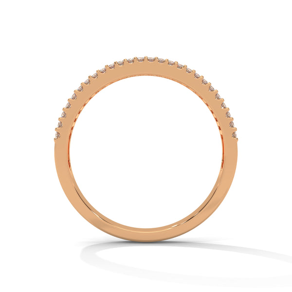 baguette-cut and round cut lab grown Diamond Double Halo Gold Band