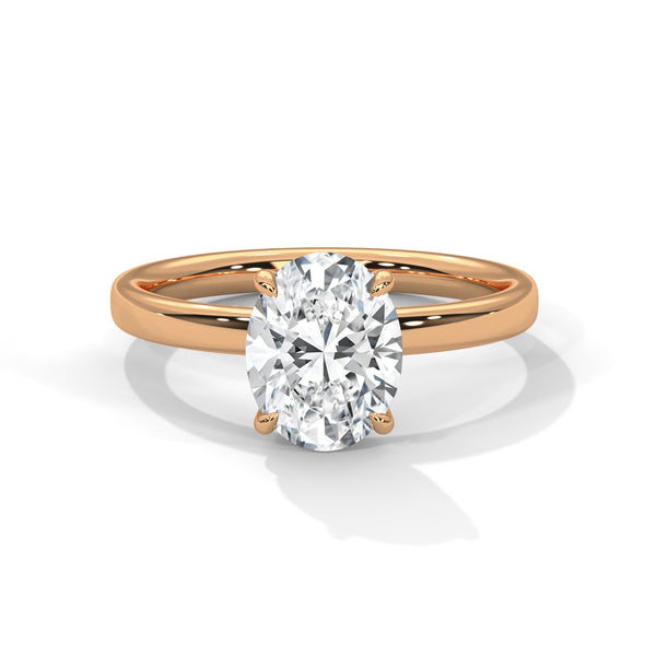Elegant Oval Solitaire Lab Grown Diamond Gold Ring