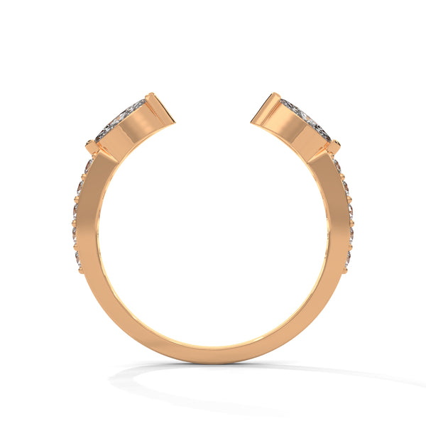 marquise-cut and brilliant round cut lab grown diamond open band silhouette