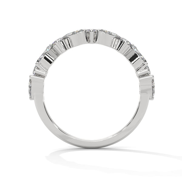 Half eternity wedding band with Marquise and Round cut lab grown Diamond for