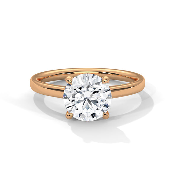 Classic Round Cut Lab Grown Diamond Gold Solitaire Ring