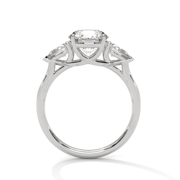 Pear Shaped Three-Stone Lab Grown Diamond Gold Ring