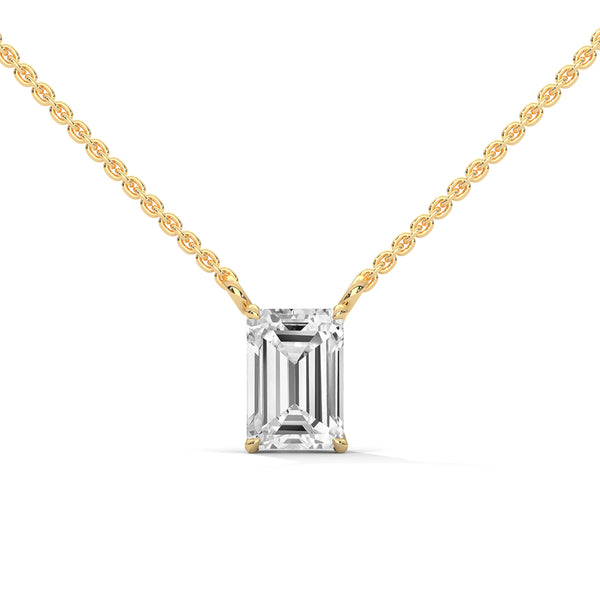 Radiant cut Lab Grown Diamond Gold Pendant Chain