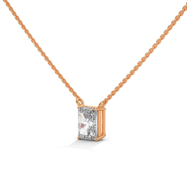 Radiant cut Lab Grown Diamond Gold Pendant Chain