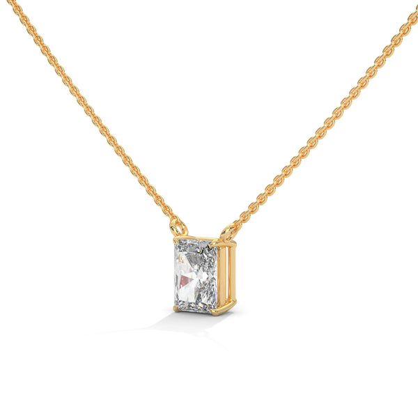 Radiant cut Lab Grown Diamond Gold Pendant Chain
