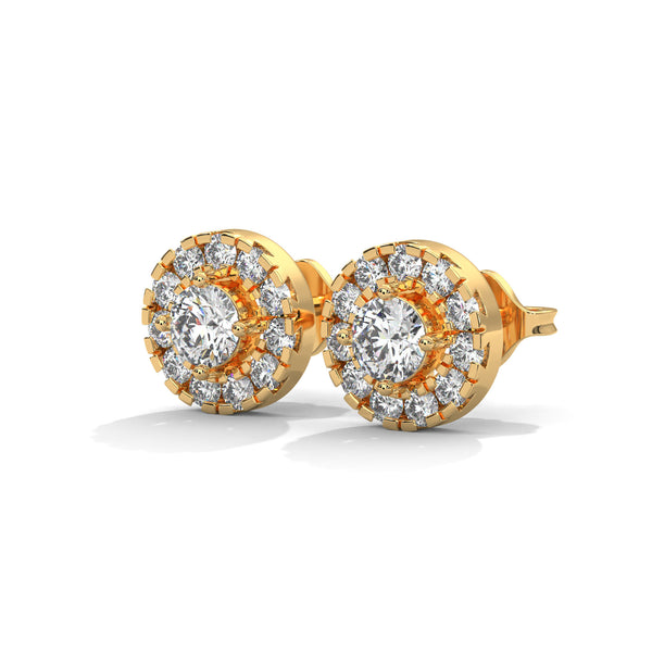 Celestial Halo Lab Grown Diamond Gold Stud Earrings