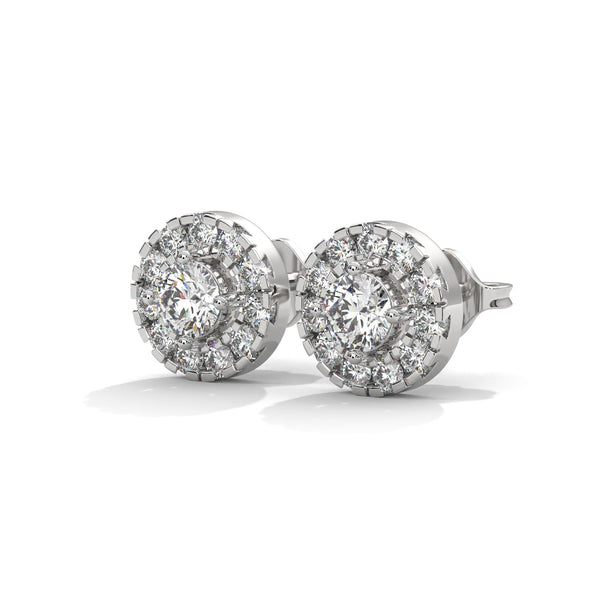 Celestial Halo Lab Grown Diamond Gold Stud Earrings