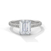 Emerald Cut Lab Grown Diamond Gold Ring Sleek Pave Band Engagement Ring