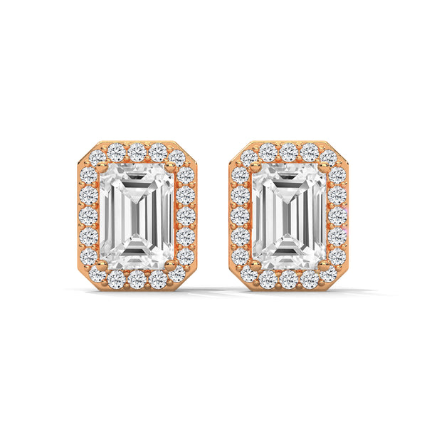 Emerald Radiance Lab Grown Diamond Gold Earrings