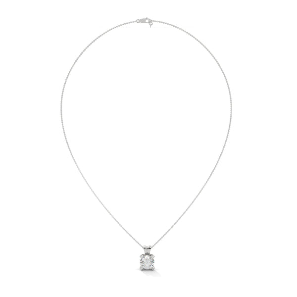 Round Lab Grown Diamond Gold Pendant Chain with Round Cut Lab Grown Diamond
